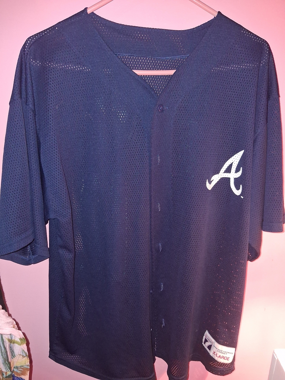 LOGO 7 Navy Mesh Athletic Jersey with X-Large Patch